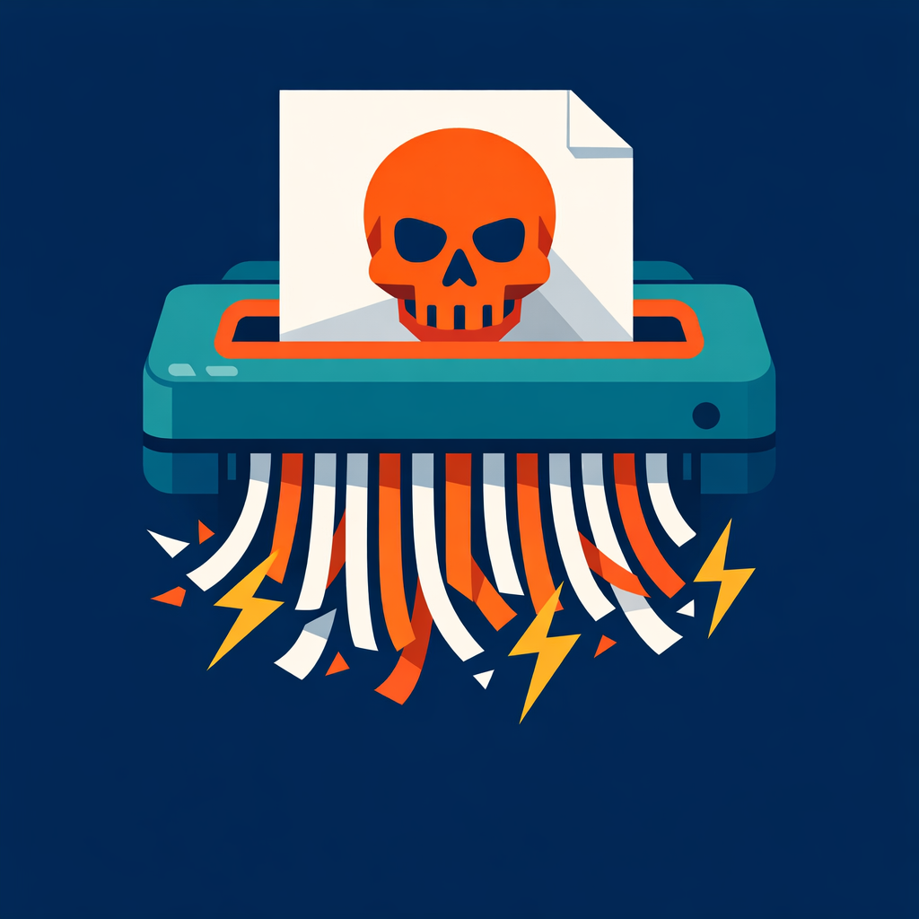 Malware document shredder illustration
